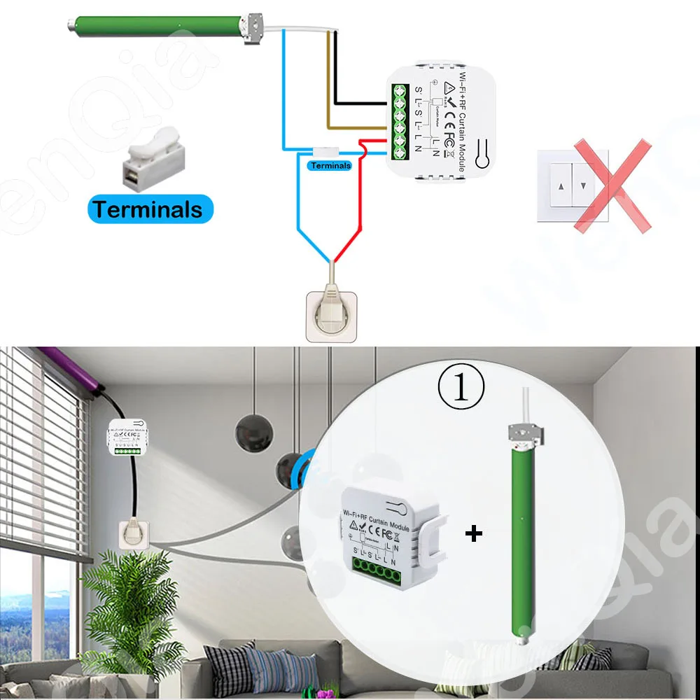 Smart Life Tuya RF 433Mhz Wireless Curtain Switch Roller Shutter Module for Blinds Motor Timer Voice Control Google Home Alexa |