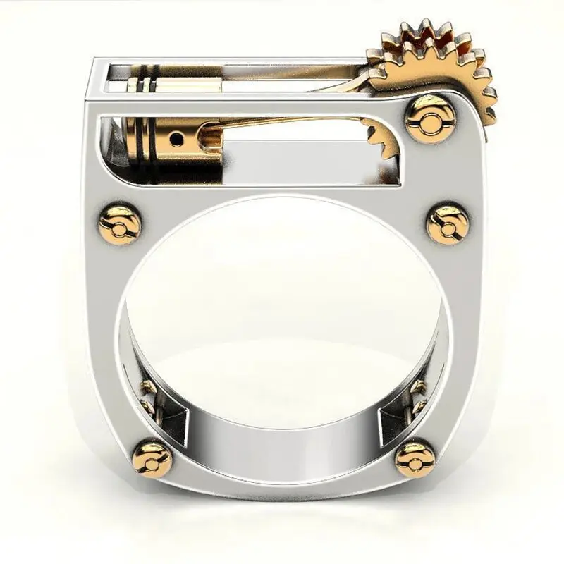 

New Geometric Mechanical Two-Color Unisex Rings For Women кольца Anillos Mujer Loki Jewelry Anel Masculino Bague Rings For Men