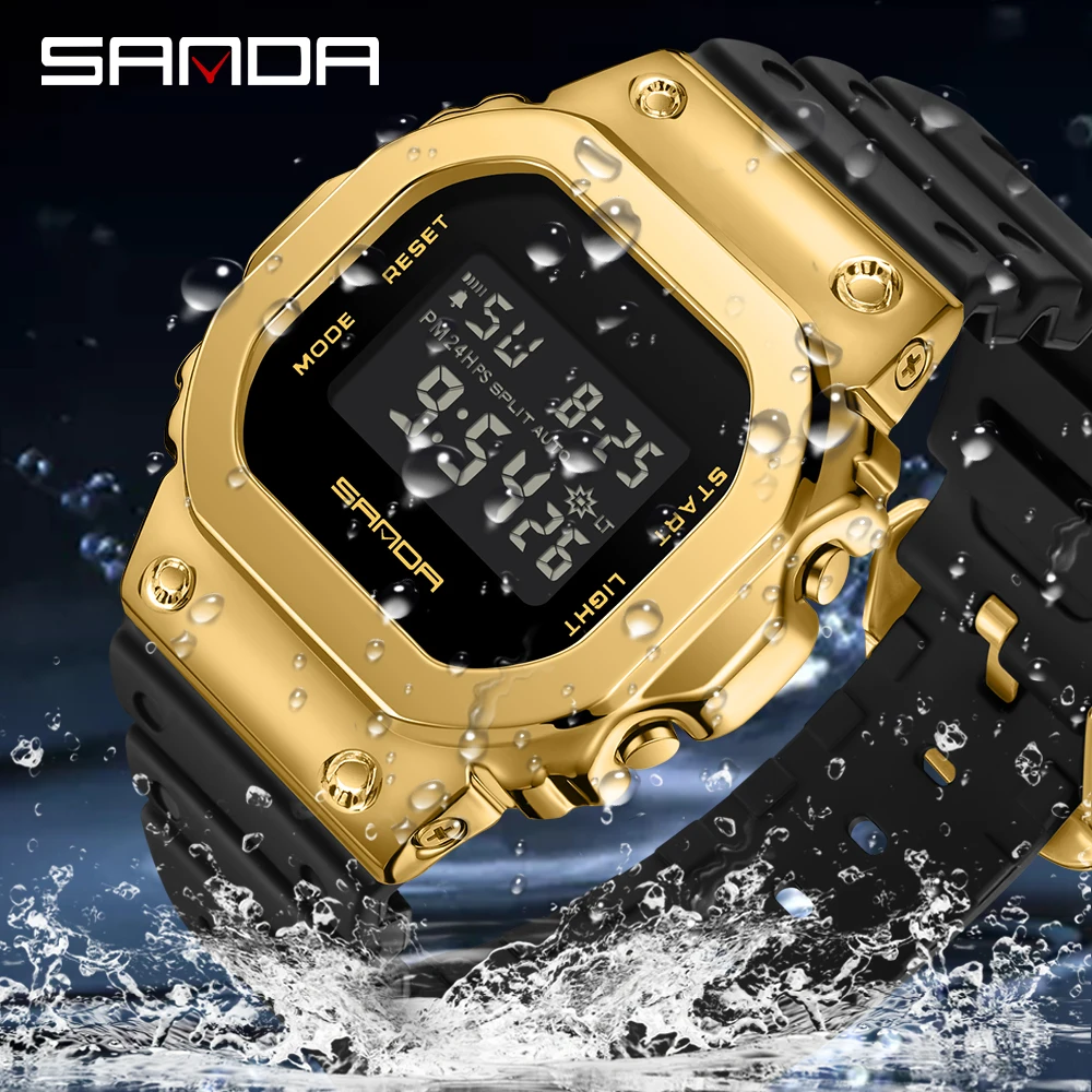 SANDA Men Sports Watches Lover's Gift Waterproof LED Digital Watch Small Square Couple Women Military Electron Wrist Watch 2126