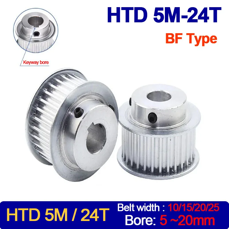

24 Teeth HTD 5M Timing Pulley Bore 5/6/6.35/8/10/12/14/15/17/19/20mm For Width 10/15/20/25mm HTD5M Synchronous Belts 24T BF Type
