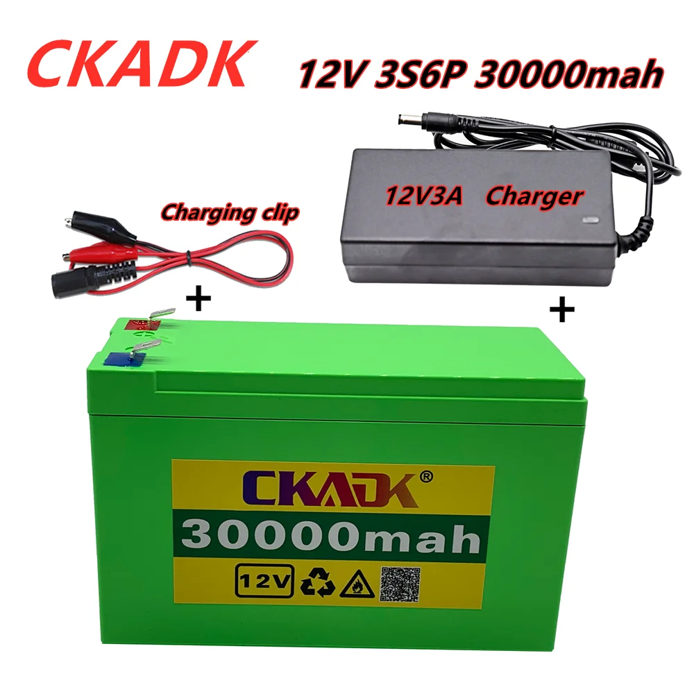 

12V 30Ah 18650 lithium battery pack 3S6P built-in high current 20A BMS for sprayers, carts, children's electric vehicle+charger