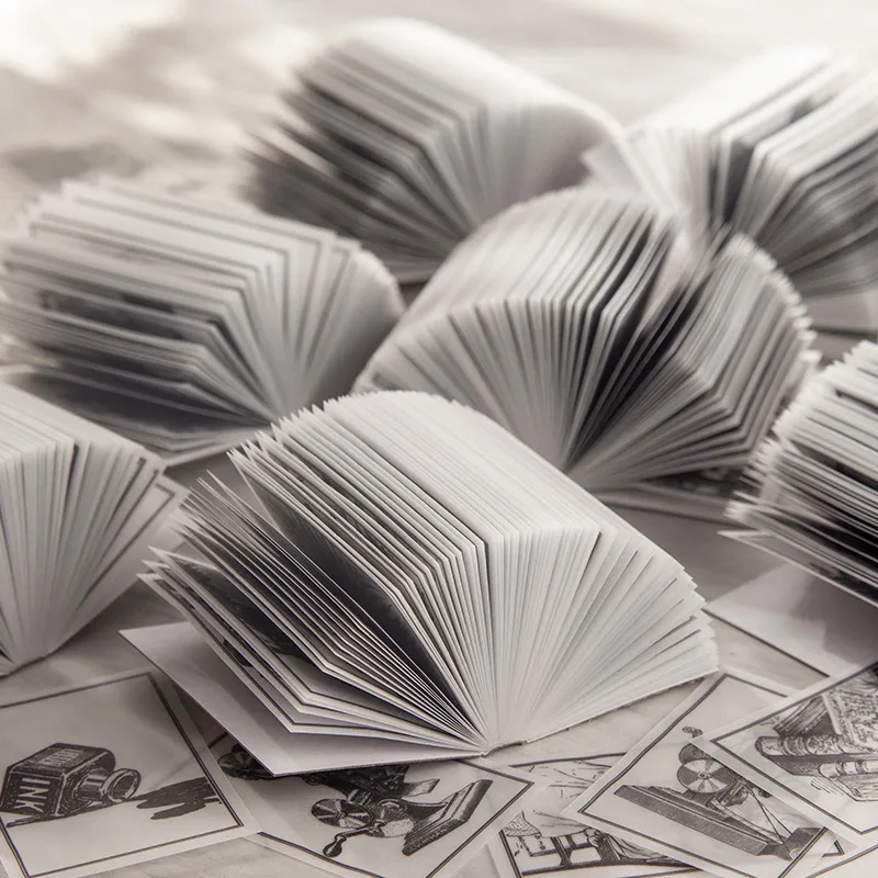 

100pcs Vintage black white book series Material Paper Decorative background paper Diary Album Lable Art Junk Journal Planner