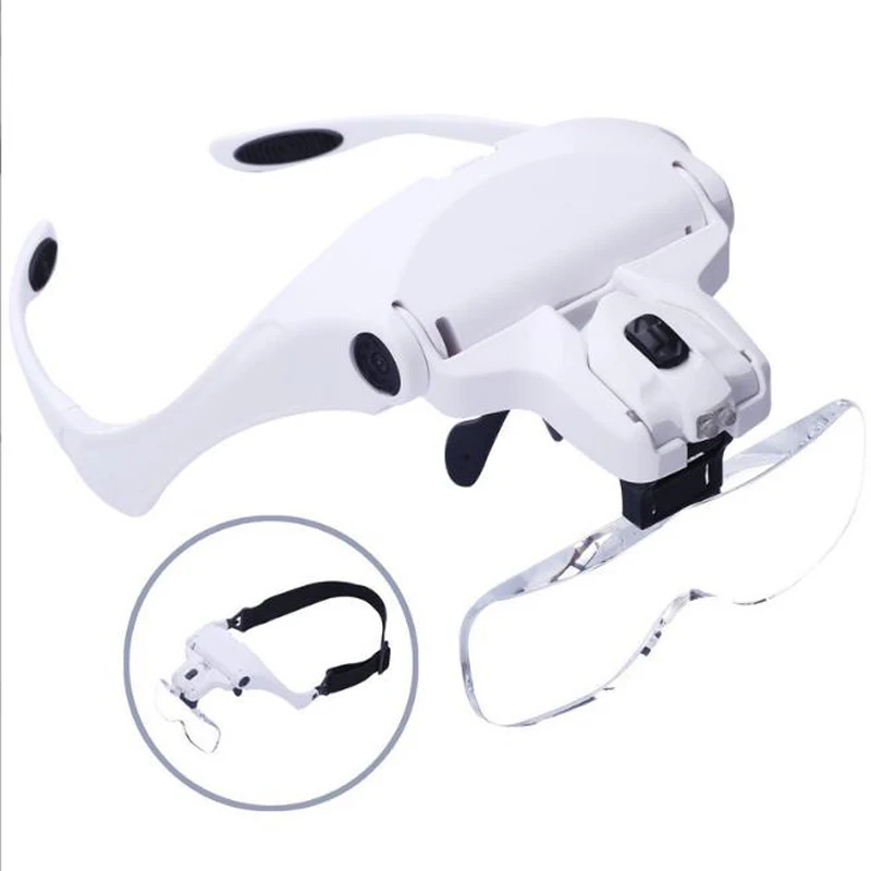 

Diamond Painting Embroidery 1.0X 1.5X 2.0X 2.5X 3.5X Adjustable 5 Lens Loupe LED Light Headband Magnifier Glass With Lamp