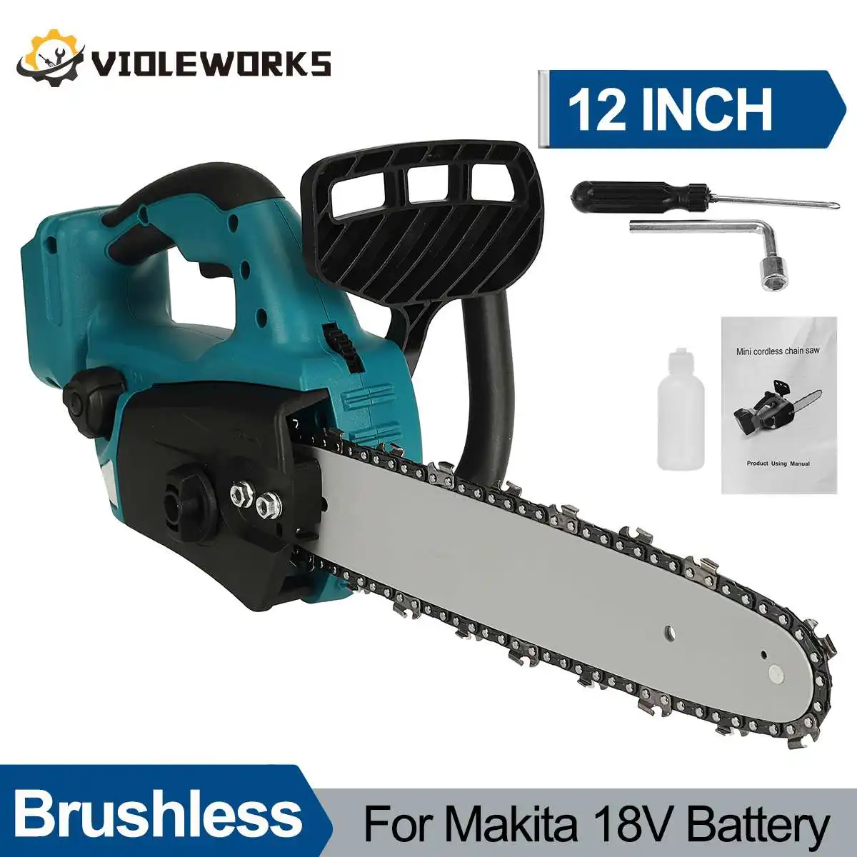 Беспроводная бесщеточная Электрическая цепная пила 12 дюймов заряжаемая Садовая