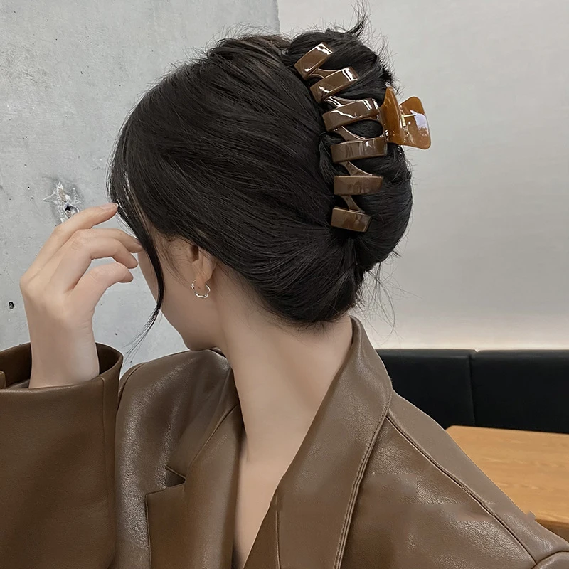 

1 шт. корейские кофейные черные большие заколки для волос акриловые заколки-крабы заколки для волос головные уборы для женщин и девочек аксессуары для волос
