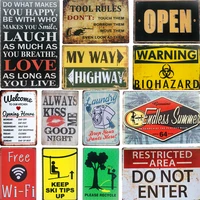 vintage metal tin signs toilet wc free wifi welcome bar room iron painting pub club restroom wall decor plates metal sign