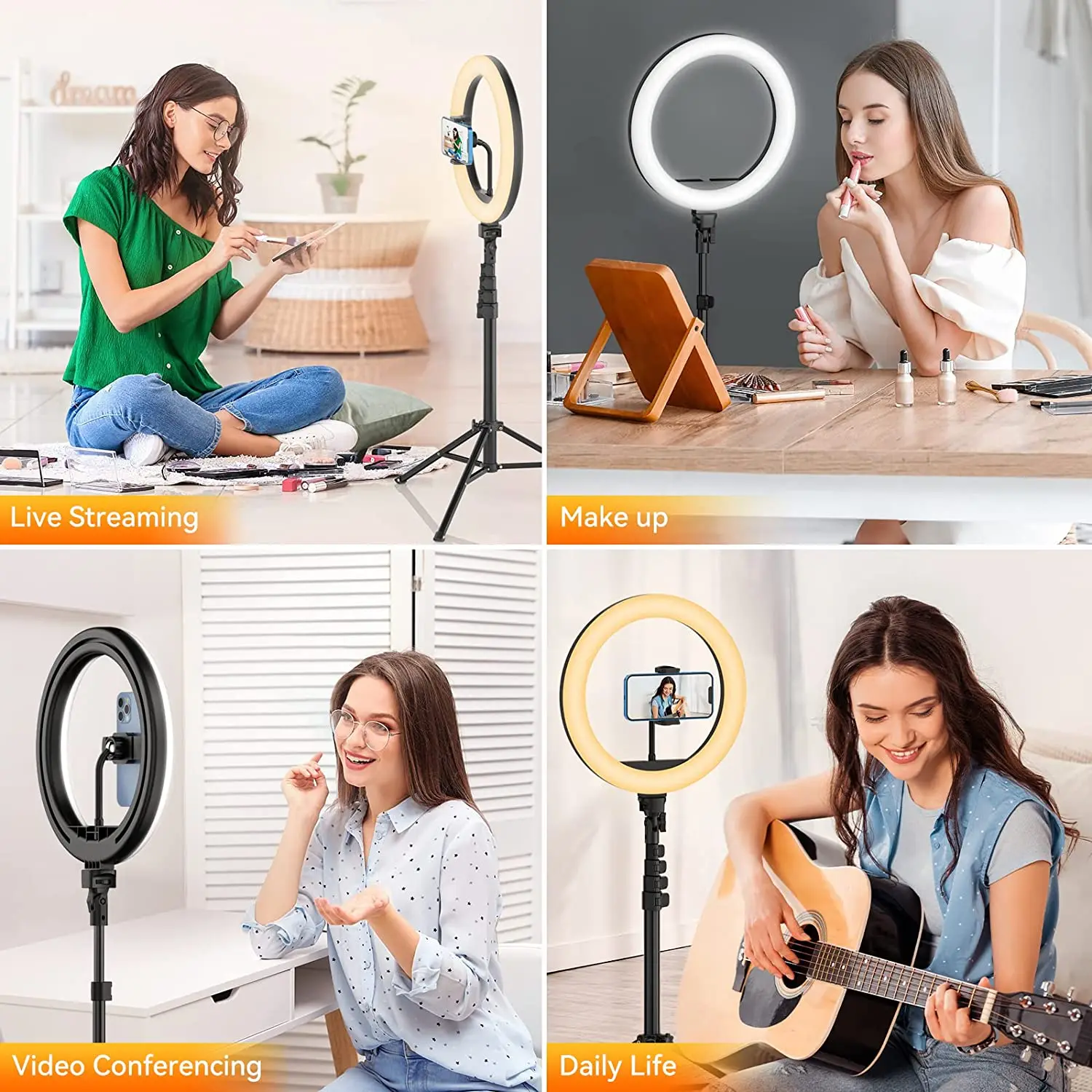10-дюймовый (26 см) RGB-кольцевой светильник на штативе, светодиодная круглая лампа, селфи-палка с подставкой, RGB-подсветка 15 цветов для видео на YouTube (art.: 3920dc514dcf2) - 3920dc514dcf2