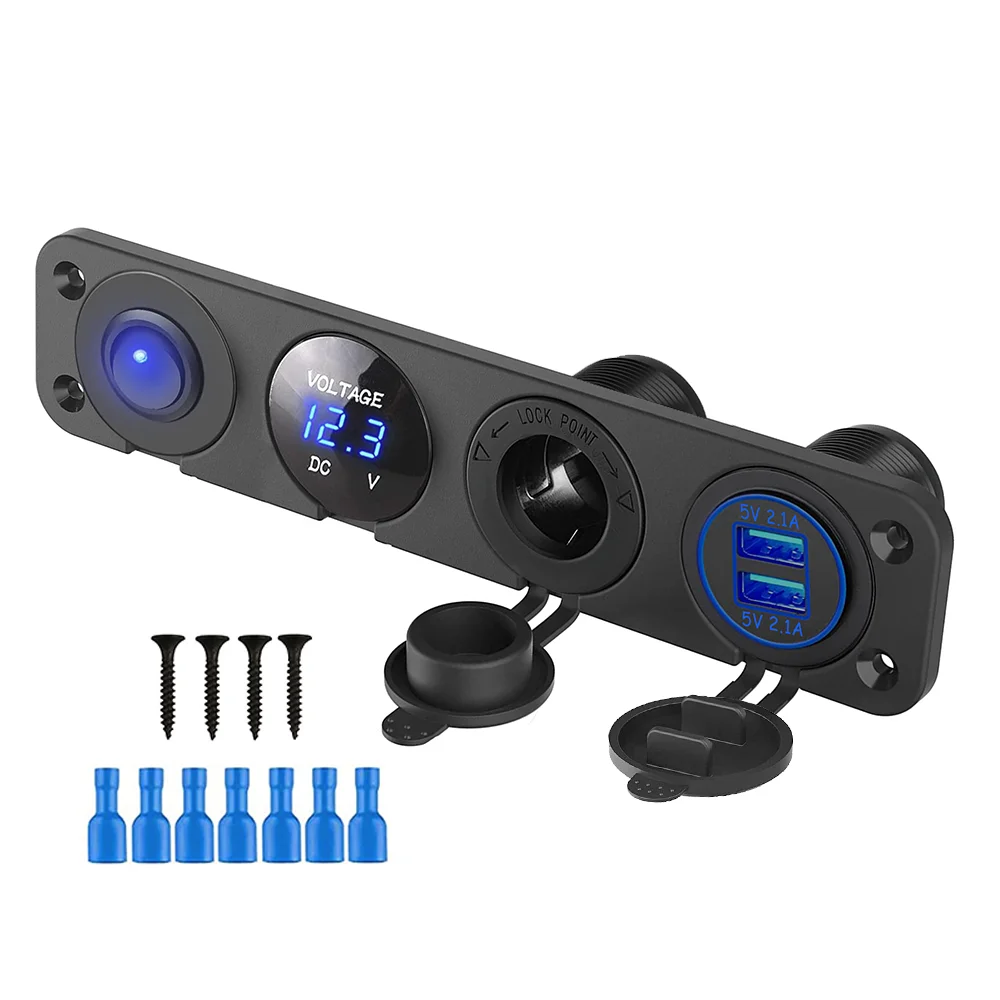 

Автомобильный вольтметр с двумя USB-портами, 12 В, 24 В