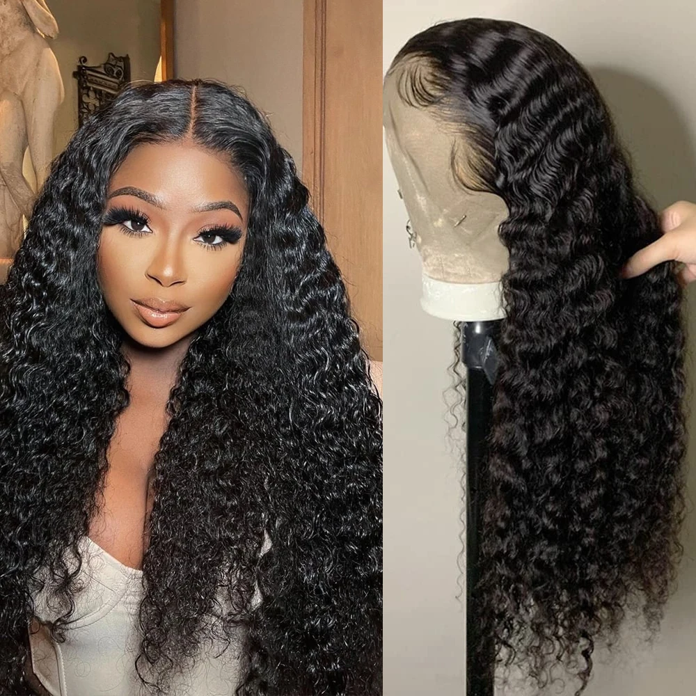 

13x4 Deep Wave Lace Front Wig Brazilian Transparent Lace Frontal Human Hair Wigs For Women Glueless Wet And Wavy Remy Curly Wig