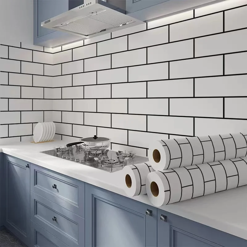 

Peel and Stick Wall Paper Black/White 3D Effect Brick Self-Adhesive Removable Wallpaper Waterproof Wallpaper Home Decoration