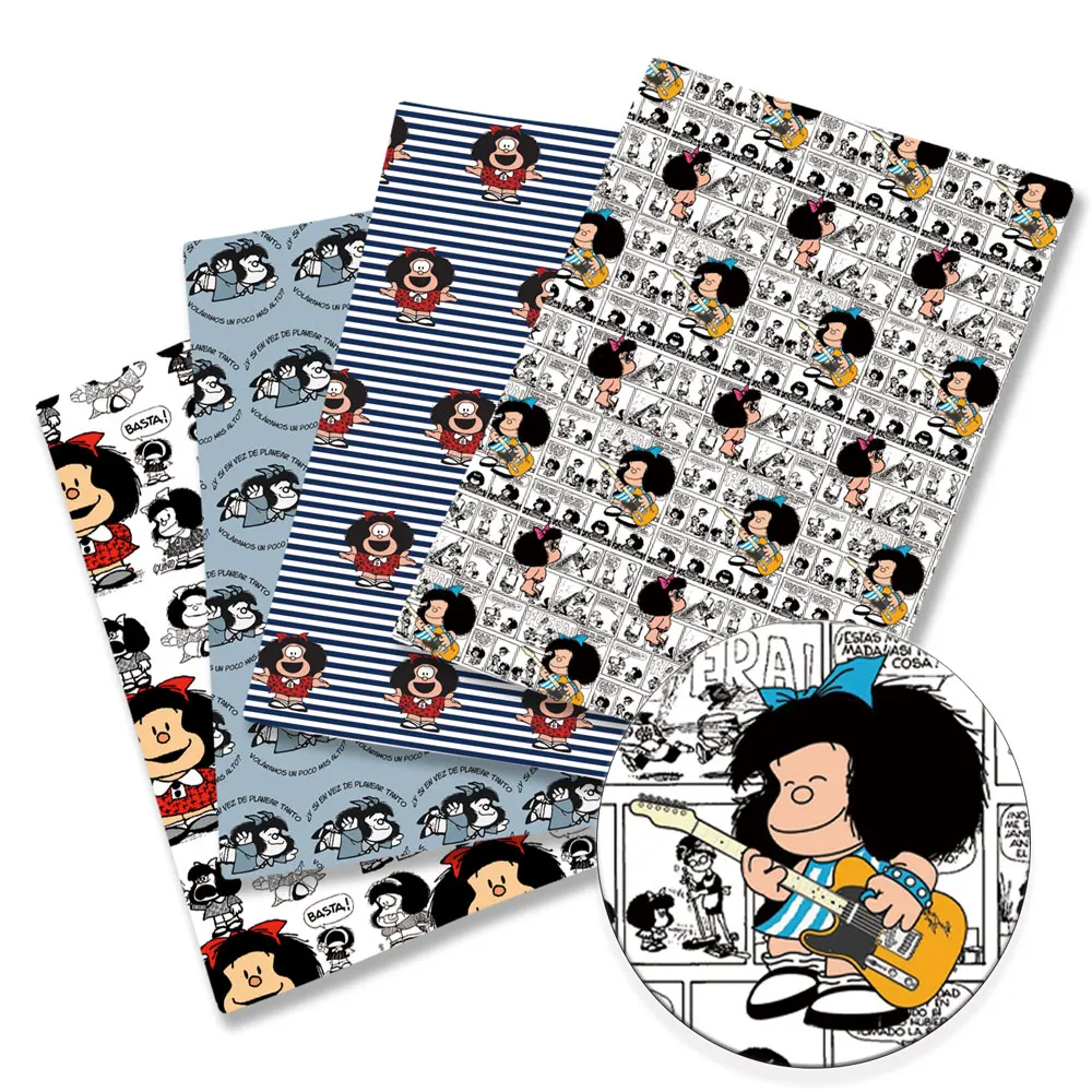 Ткань mafalda с рисунком 140*50 см, шитье ручной работы, лоскутное стеганое детское платье, домашний лист, ткань с принтом, ткань для шитья, детская ткань