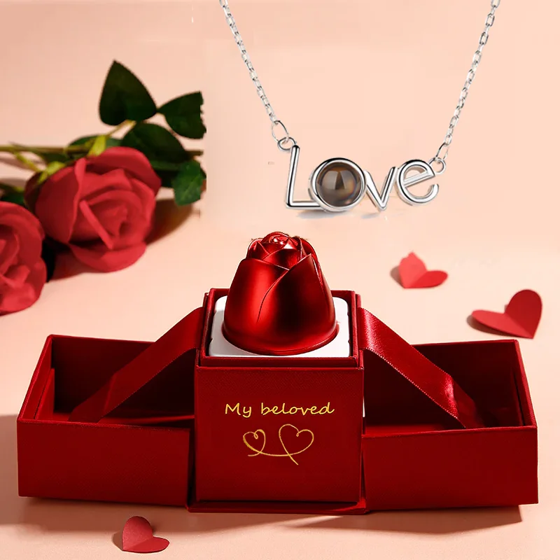 

LOVE Projection Necklace 100 Languages I Love You Miniature Sculpture Pendant For Women Girlfriend Gifts 2023 Valentine Jewelry