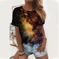 summer women top t shirt round neck short sleeve casual clothes printing comfortable simple style