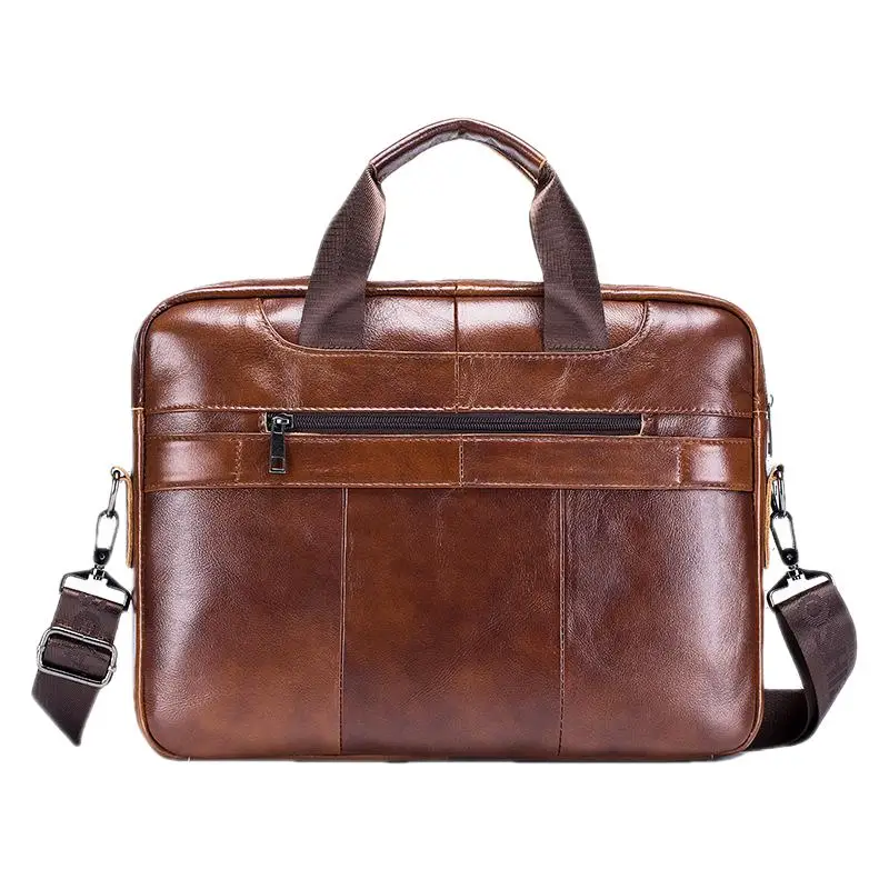 Vintage Genuine Leather Men's Briefcase New Business Handbag Multifunction Laptop Bag Large Capacity Man Shoulder Messenger Bag