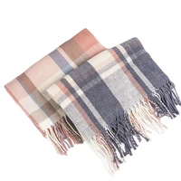 chenkio womens fashion long tassels plaid blanket scarf wrap shawl big grid scarf winter warm scarf for friends and family