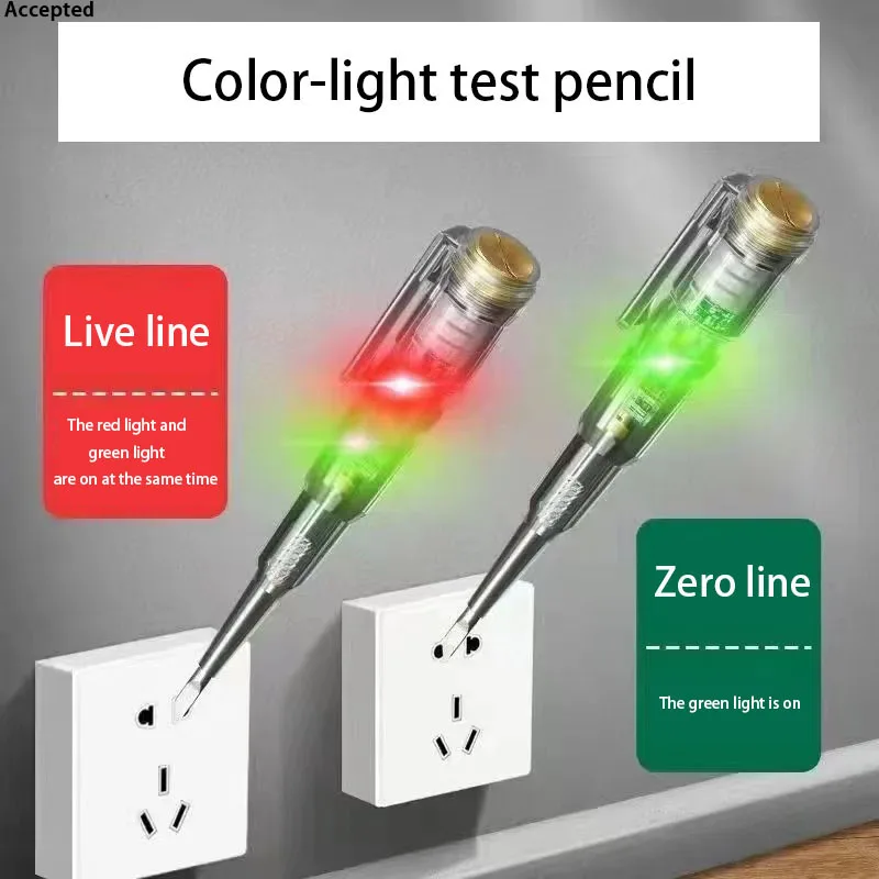 

Electrician Dedicated Color Light Test Pen Zero Line Live Line Test Break Point Check On/Off Household Induction Test Pen