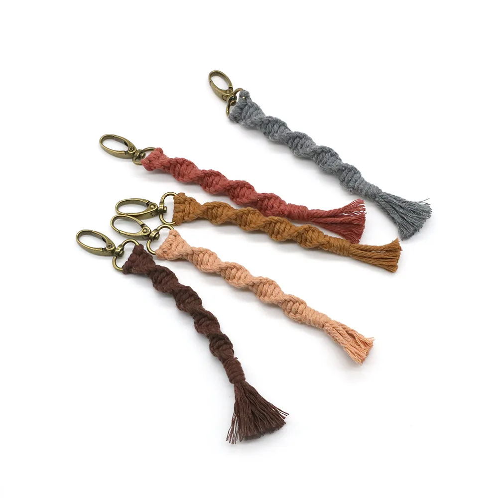 

Handmade Braided Macrame Wristlet Keychain Boho Bracelet Teacher Gift Keychain Key Chain Accessories Wholesale