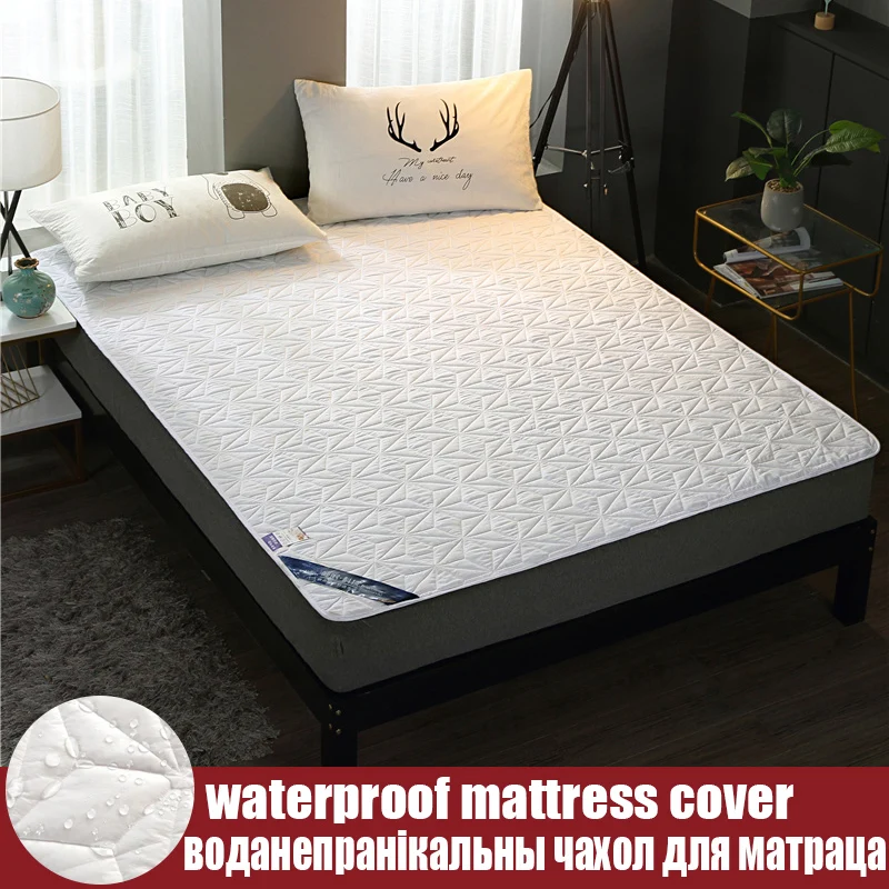 

Waterproof Bed Sheet Mattress Protector Cover ,Soft Comfort Fabric Four-corner Elastic Strap Design, Easy Fix Remove