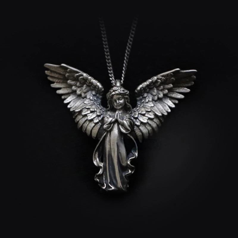 

Classic Cherub Angel Pendant Necklace Cute Girls Angel Wings Necklace for Men Women Chain Necklace Hip Hop Jewelry Accessories