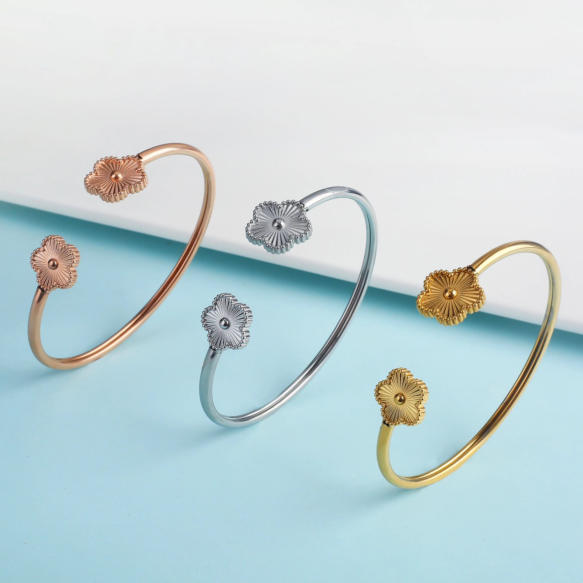 Женский новый дизайн высококачественный металлический браслет в виде цветка