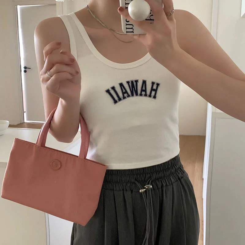 

Embroidery Spice Girls Sports Camisole Female Summer Explosion 2022 With Chest Pad Outer Wear Sleeveless Short Top