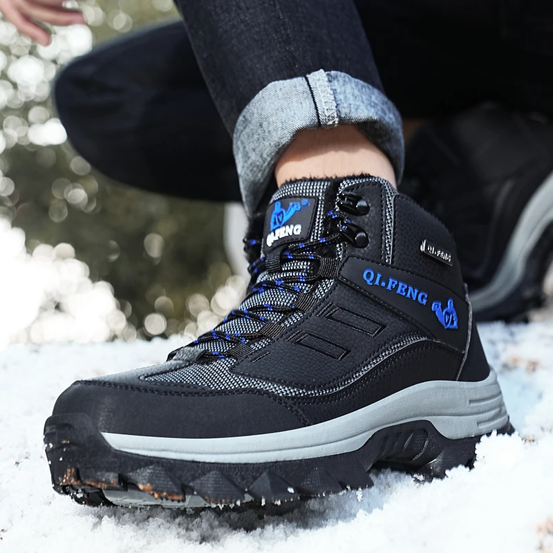 Waterproof Outdoor Boots Winter Fashion Men Hiking Sport Shoes Super Warm Breathable Trekking Climbing Sneakers Man Casual Boots