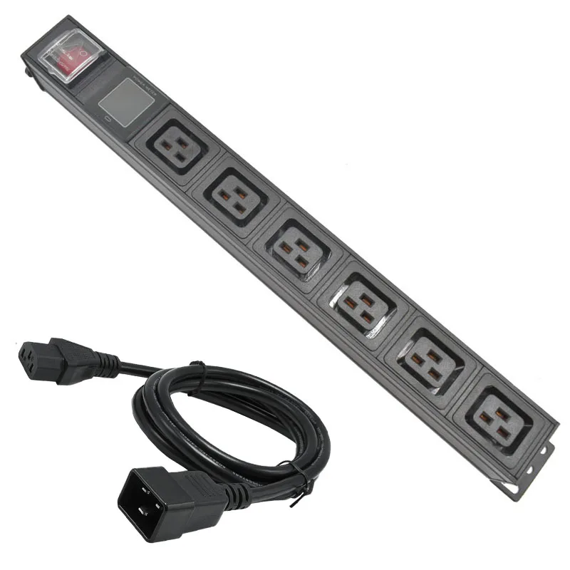 

PDU Power Strip C19 Way output Multiple SOCKET 6AC socket With current display meter IEC320 C14 port with Double break switch