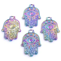3pcslot rainbow color turkish fatima eyes devils eye lion palm pendant alloy punk charms for diy handmade jewelry accessories