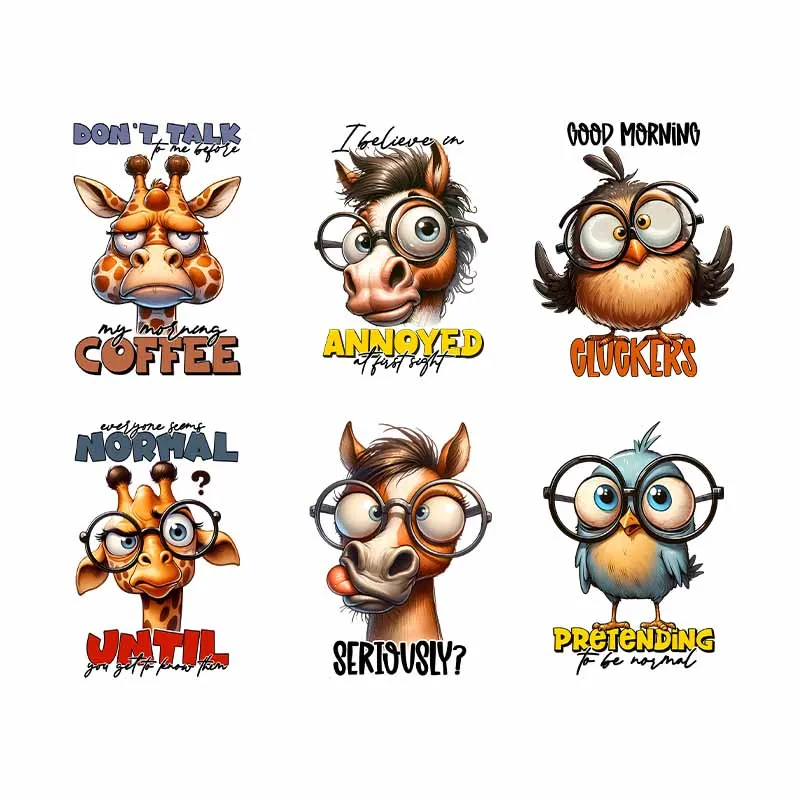 Переводные картинки с животными DTF птица искусственная для одежды мультфильм