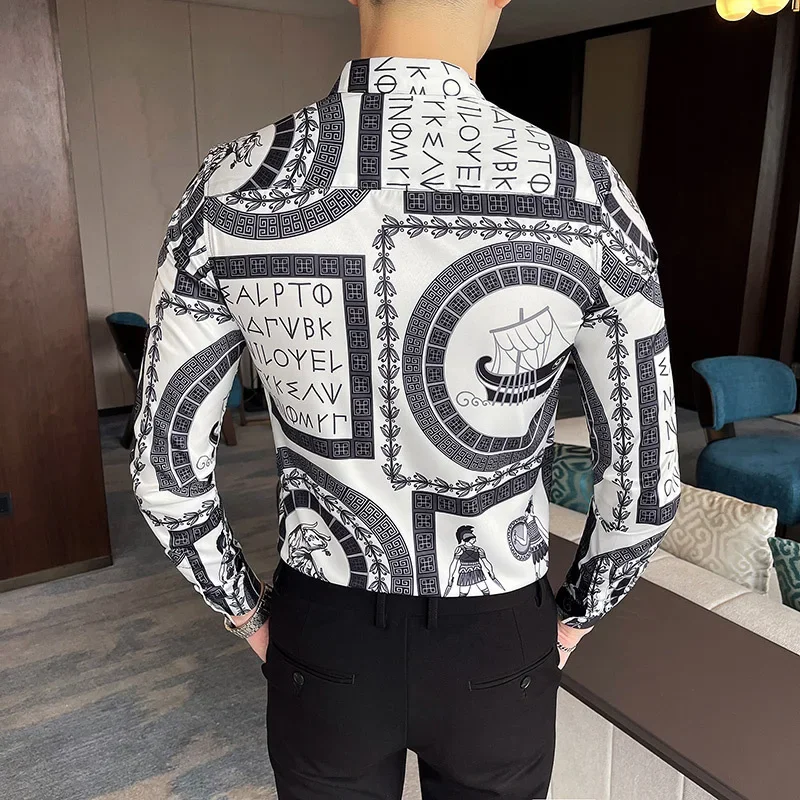 Роскошные мужские рубашки в благородном стиле модные приталенные с длинным