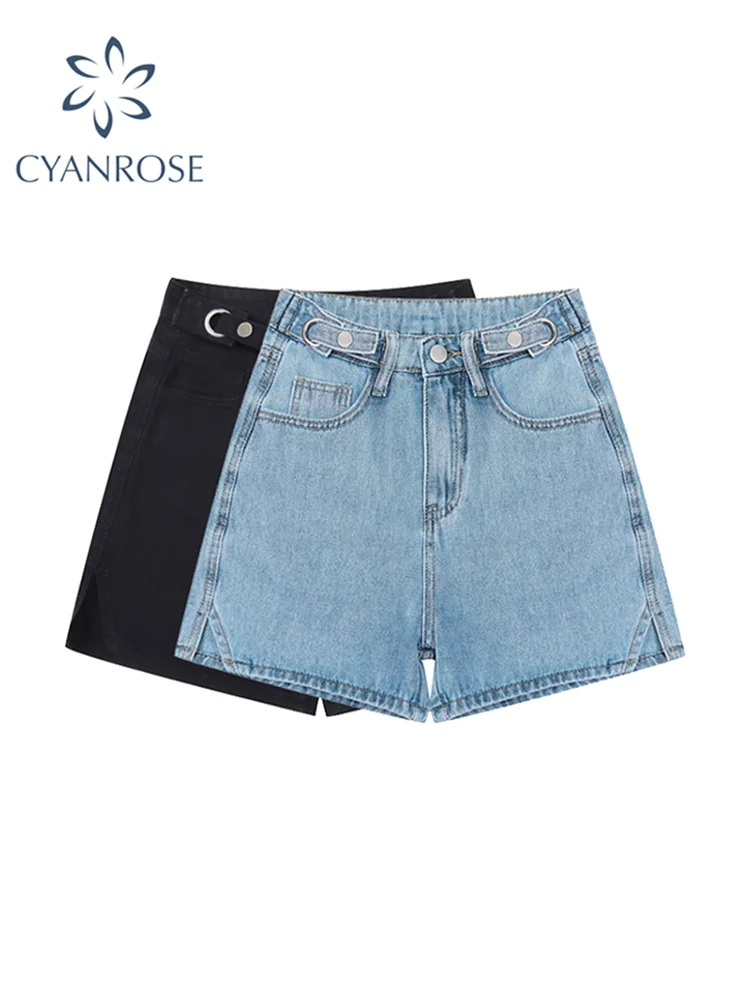 

Women's Jeans Shorts Casual Vintage Streetwear 2022 Summer Female Korean Y2k Baggy High Waist Chic Split A-line Denim Hot Shorts