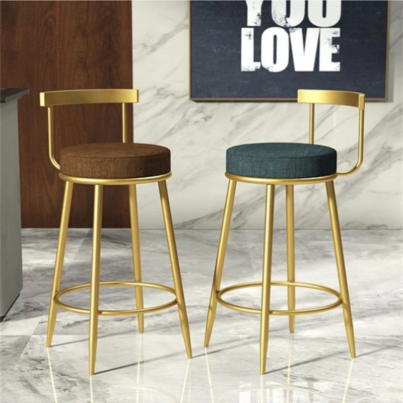 Современный высокий стул для кухни салона красоты золотая металлическая стойка