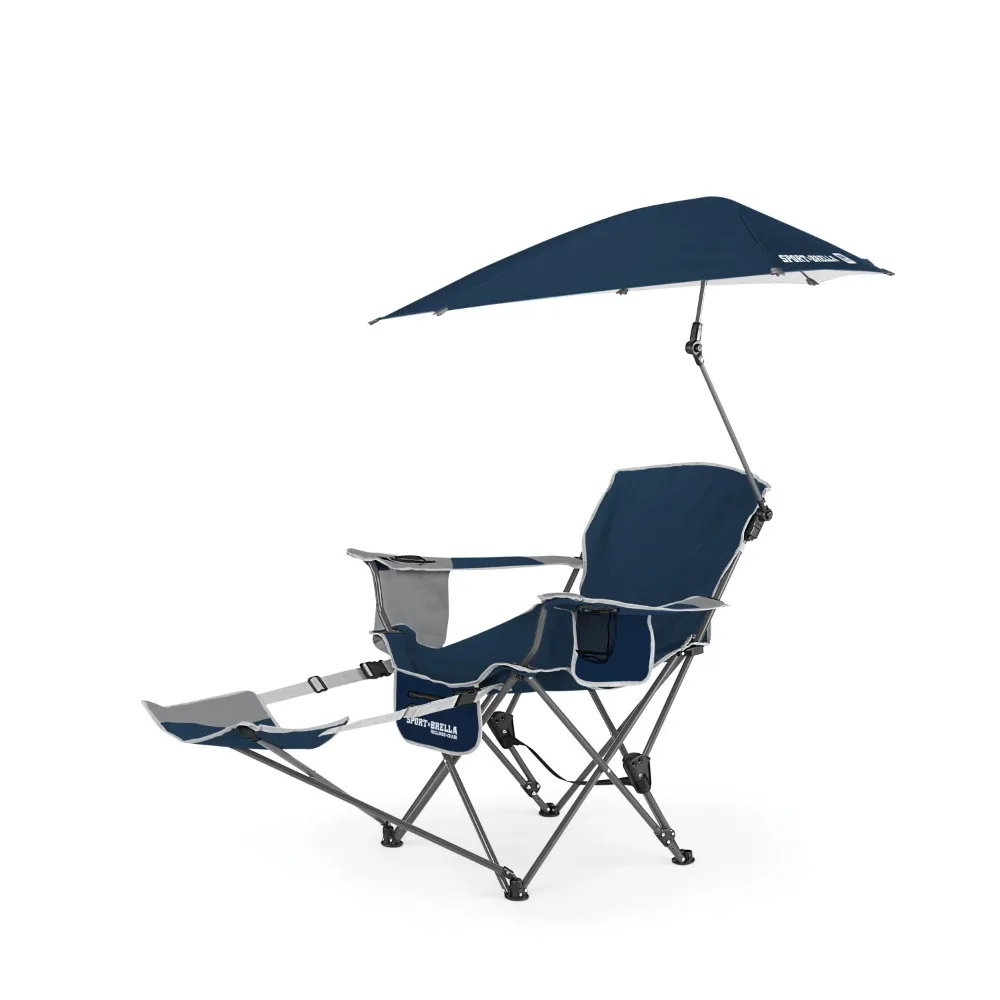 

Уличная мебель Sport-синее кресло для кемпинга Brella, с зажимом, солнцезащитный козырек, регулировка или полное снятие подножки