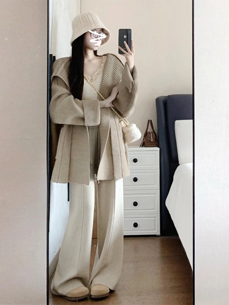 Корейская серия Idle Sle вязаный кардиган цвета хаки свитер для женщин осень и зима