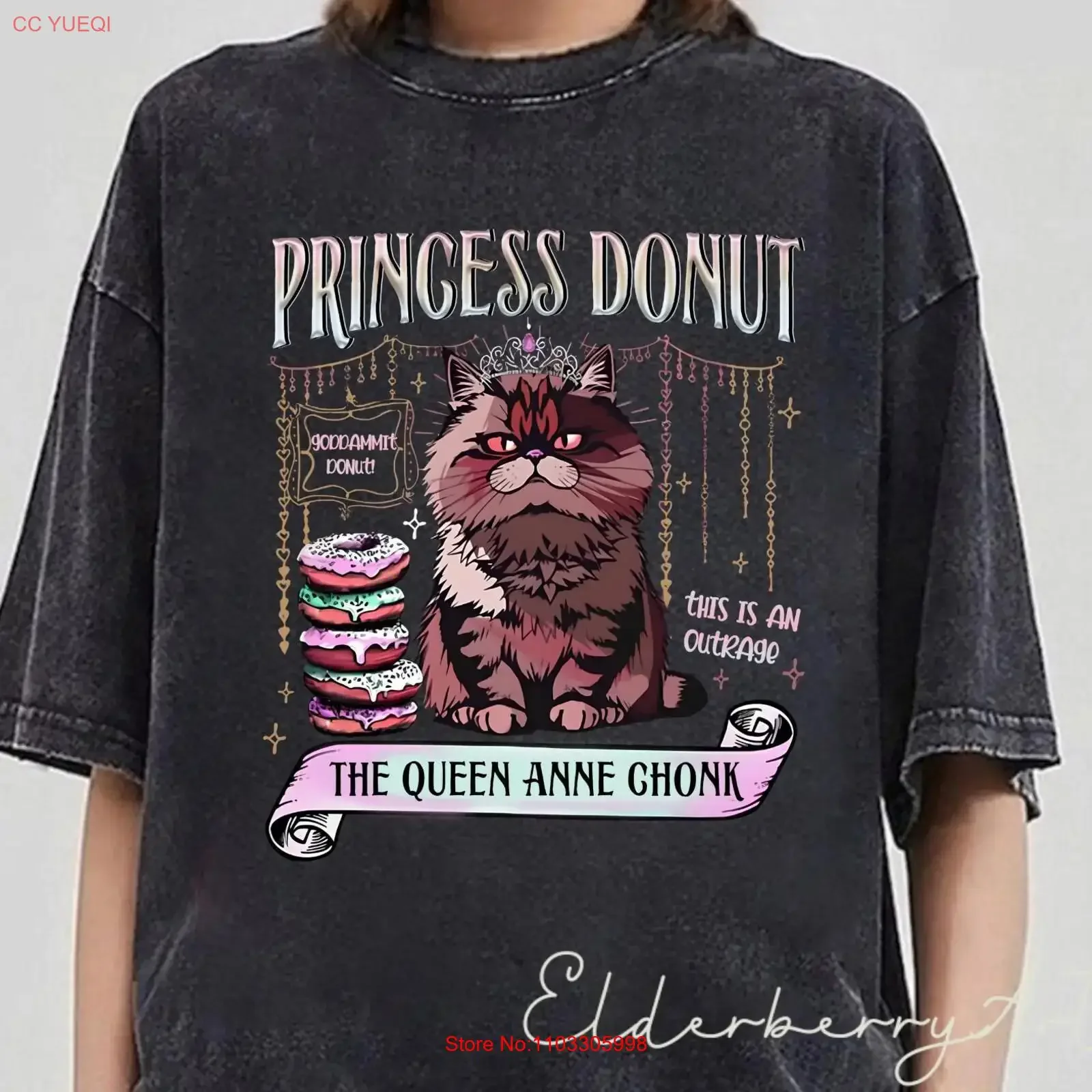 Фото Футболка Princess Donut T Shirt Dungeon Crawler Carl Sci Fi Book Lover Bookish for Readers Fantasy Reader винтажная, с эффектом потертости, в стиле стритвир №1