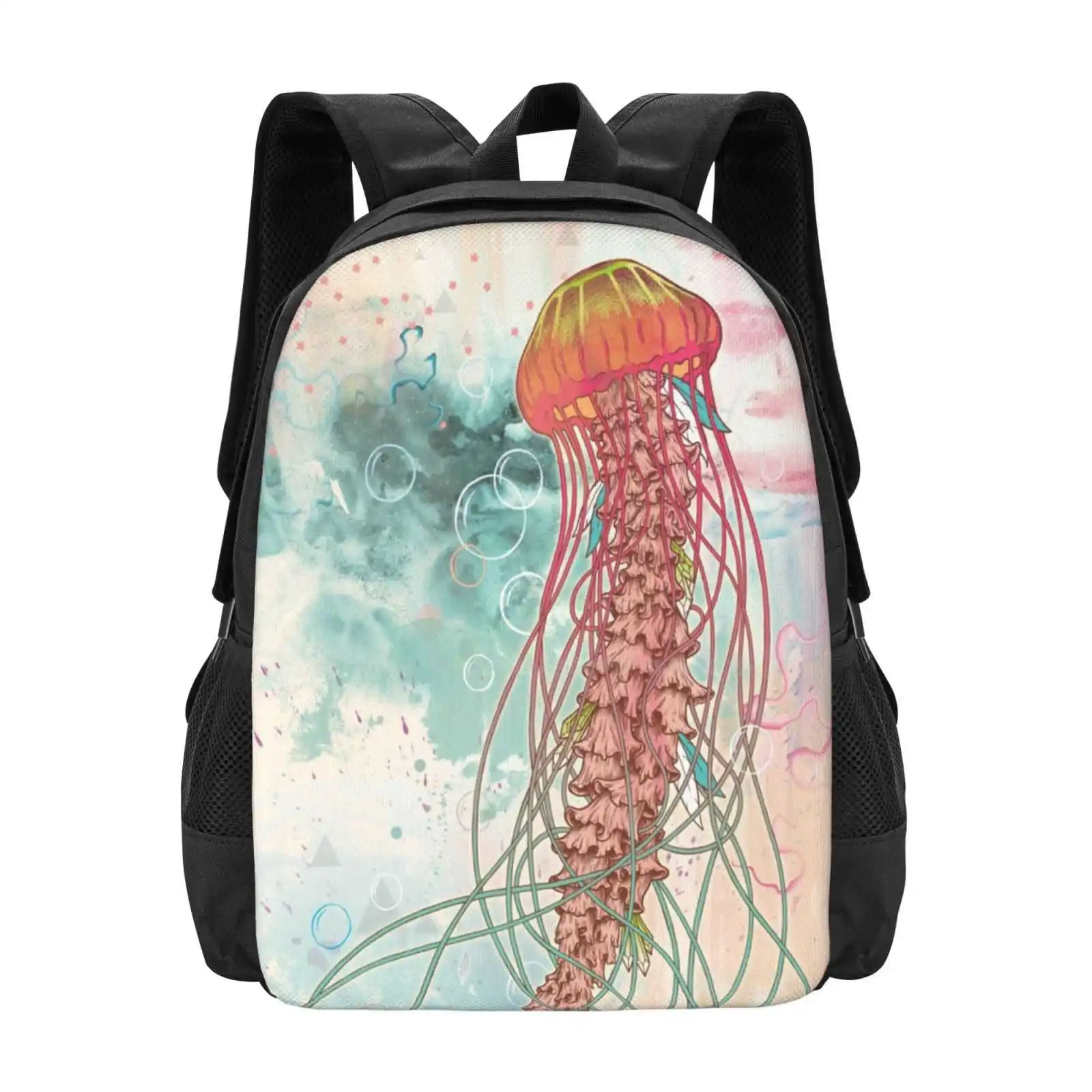 

Jellyfish Pattern Design Bagpack School Bags Jellyfish Psychedelic Ethereal Soft Pastel Animal Ocean Deep Sea Wildlife Water