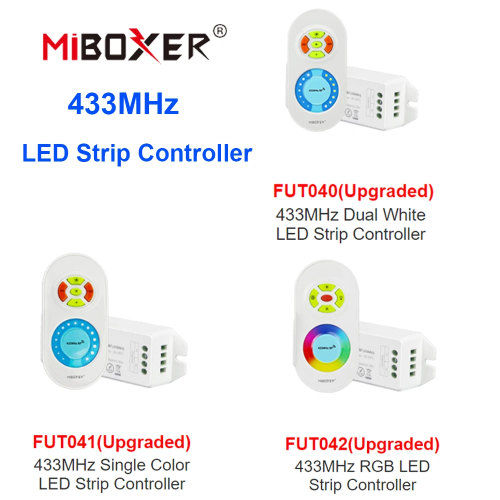 433MHz Single Color Dual White RGB LED Strip Controller FUT040 DC12V~24V 12A RF Remote Dimming Brightness Adjustable Lamp Tape