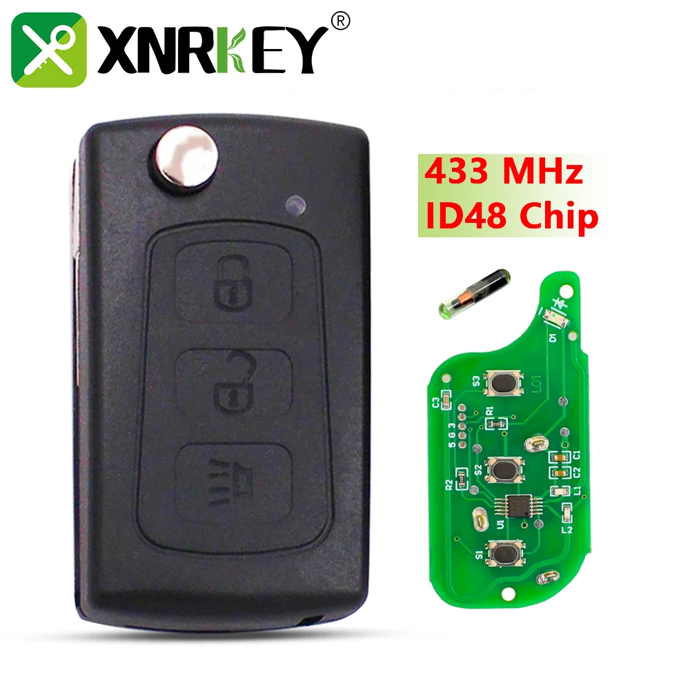 

XNRKEY Remote Flip Car Key Control Gernuine Parts 433Mhz ID48 Chip For Great Wall Haval Hover H3 H5 3 Buttons After Market