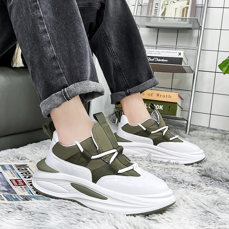 2023 Hot Sale Running Shoes for Men Breathable Chunky Sneakers Comfortable Thick Sole Casual Green Shoes Platform Sports Shoes images - 6