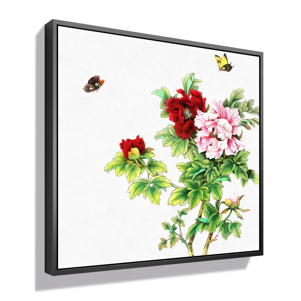

Forbeauty painting beautiful chinese red pink peony with butterfly for home decor