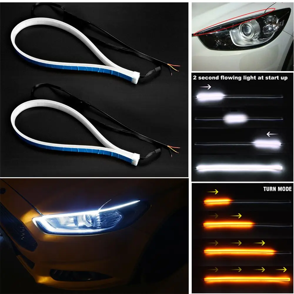 

Three Modes Ultra Thin Car Soft Tube LED Strip DRL Turn Signal Lamp