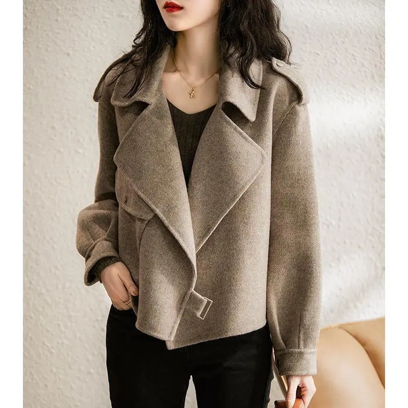 

Women Spring and Autumn Clothing Solid Temperament Short Slim Wool Coat Women Wool Oversize Coat for Women Woolen Coats E325