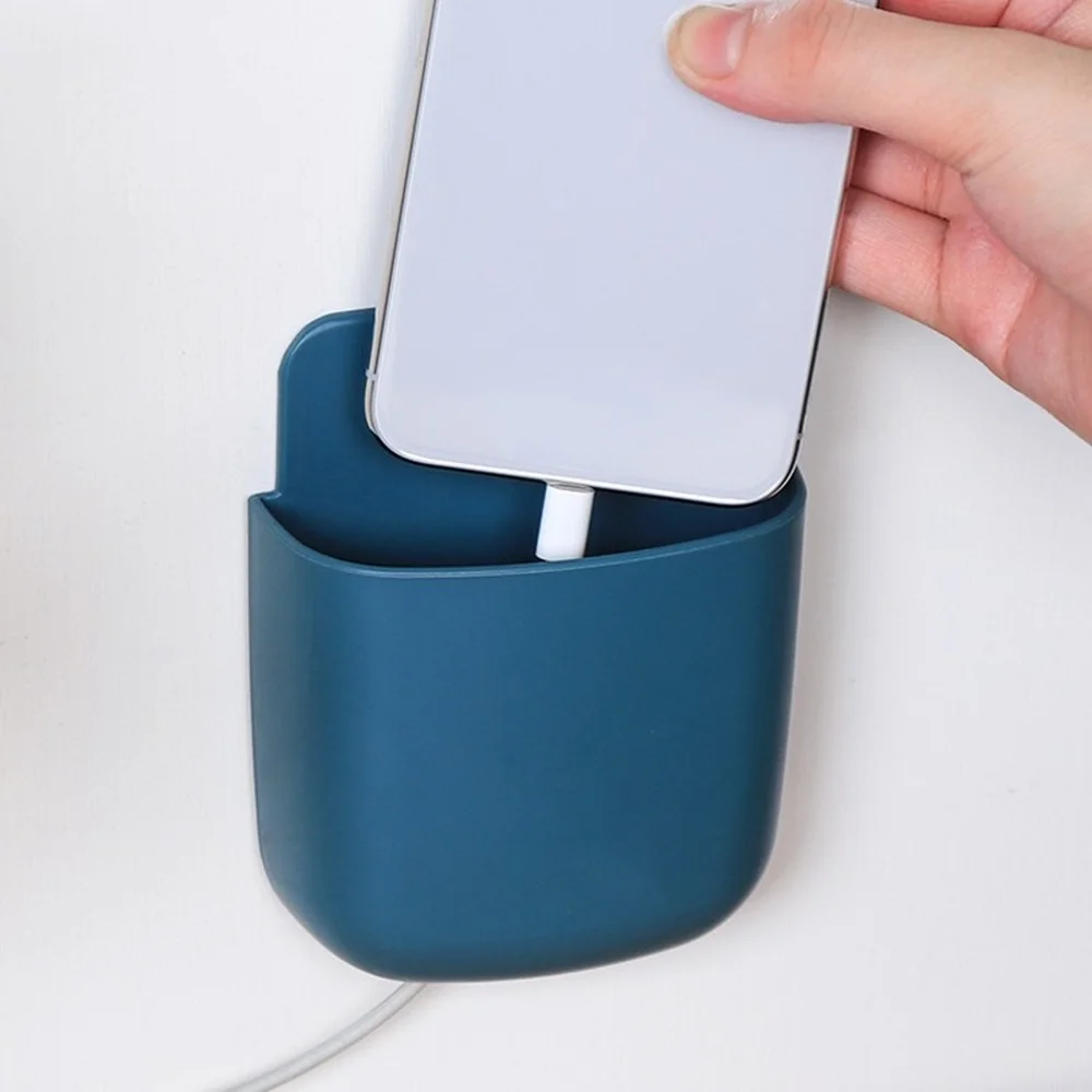

1Pcs Mobile Phone Charging Holder Stand Container Wall Mounted TV Remote Control Storage Air Conditioner Organizer Case Shelf