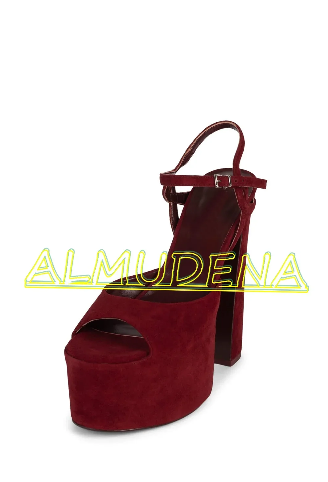 Замшевые летние сандалии на платформе с открытой пяткой однотонные женские