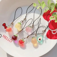 cute mini fruit smart phone strap lanyards for iphonesamsung case keys chain decoration ornaments cartoon mobile phone straps