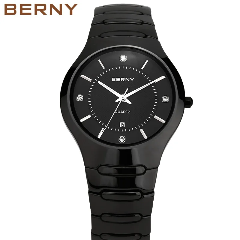 BERNY Ceramic Quartz Watch for Men Luxury Women Dress Wristwatch Sapphire Crystal Calendar Clock Male Couple Watches Waterproof