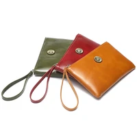wristband handbag wallet coin purse clutch wallet phone key bag change purse vintage large capacity zipper simple oil wax skin