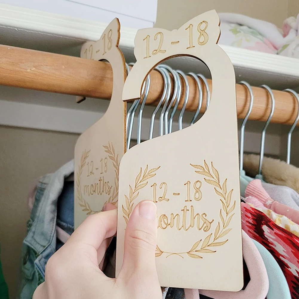 

8pcs/set Storage Organizer Home Newborn To 24 Month Gift Baby Closet Divider Size Clothing Wardrobe Label Nursery Infant Wooden