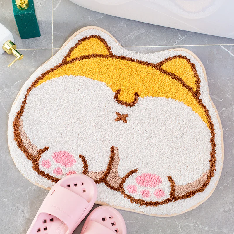 cartoon corgi butt bath mats doormats rugs floor rugs doormats home for bathroom living room entrance door kitchen bed hallway free global shipping