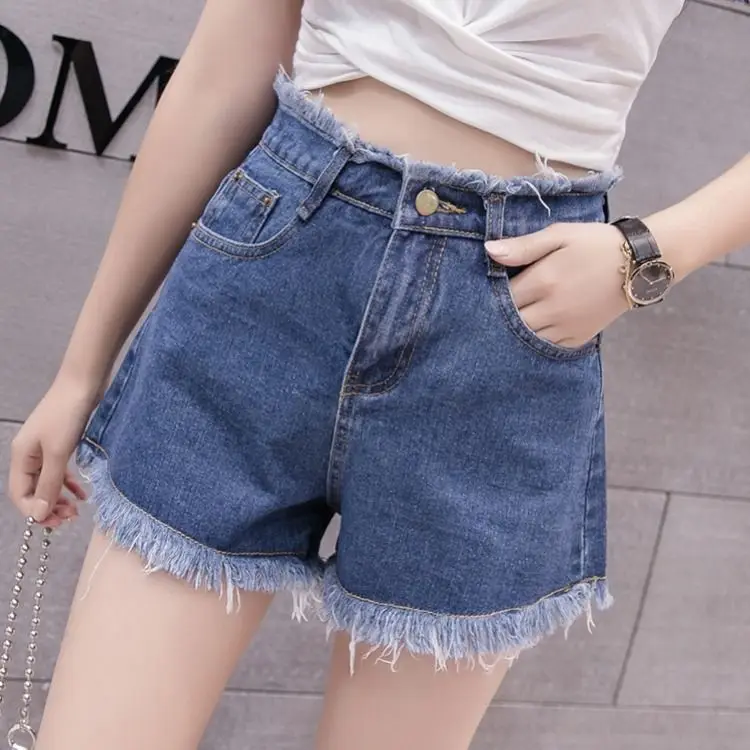 Loose Wide Leg Shorts Blue Denim Shorts Women Korean Outwear Street Fashion Summer High Waist Slim Jeans Short A-line Hot Pants